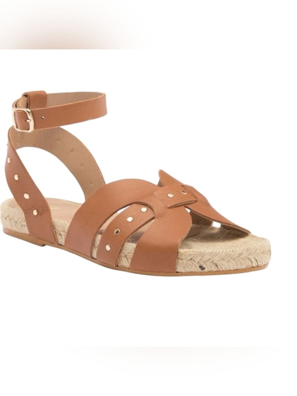 Bruno Magli Women's Tan Leather Ankle-Strap Espadrille Sandals